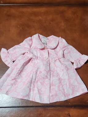 Beautifull Girl's iris & ivy Pink and White Floral Peter Pan Collar Pea Coat